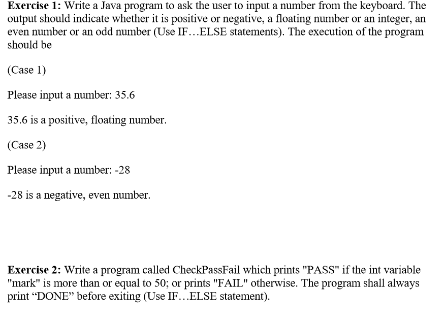  Write a Java program to ask the user to input a