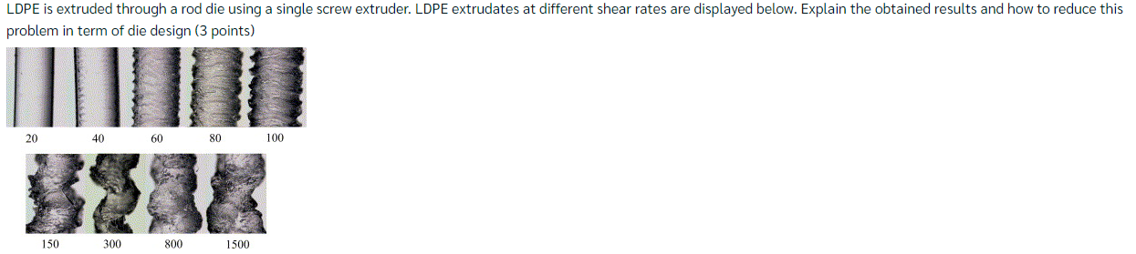  LDPE is extruded through a rod die using a single screw