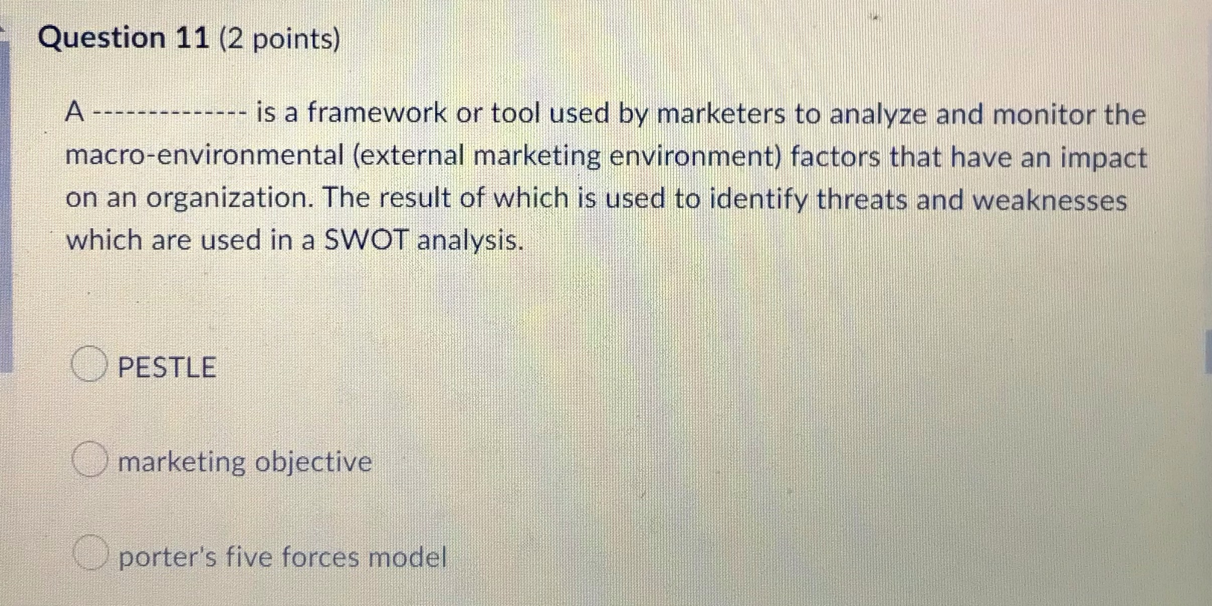  Question 11 (2 points) A - is a framework or tool