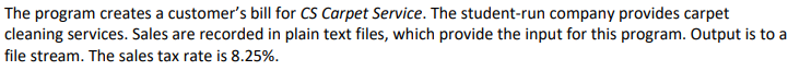 Please help me write this program The program creates a customer's bill