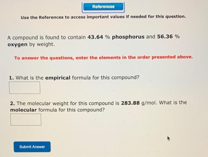  Roferences Use the References to access important values if needed for