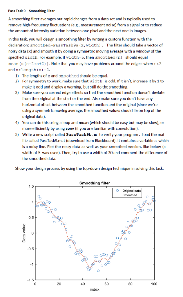  A smoothing filter averages out rapid changes from a data set
