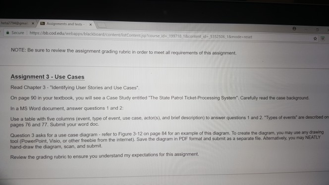  x Assignments and tests- x Secure https//bb.cod edu/webapps/blackboard/content/listContent jsp blackboard/content/listContent.jsp?course id-