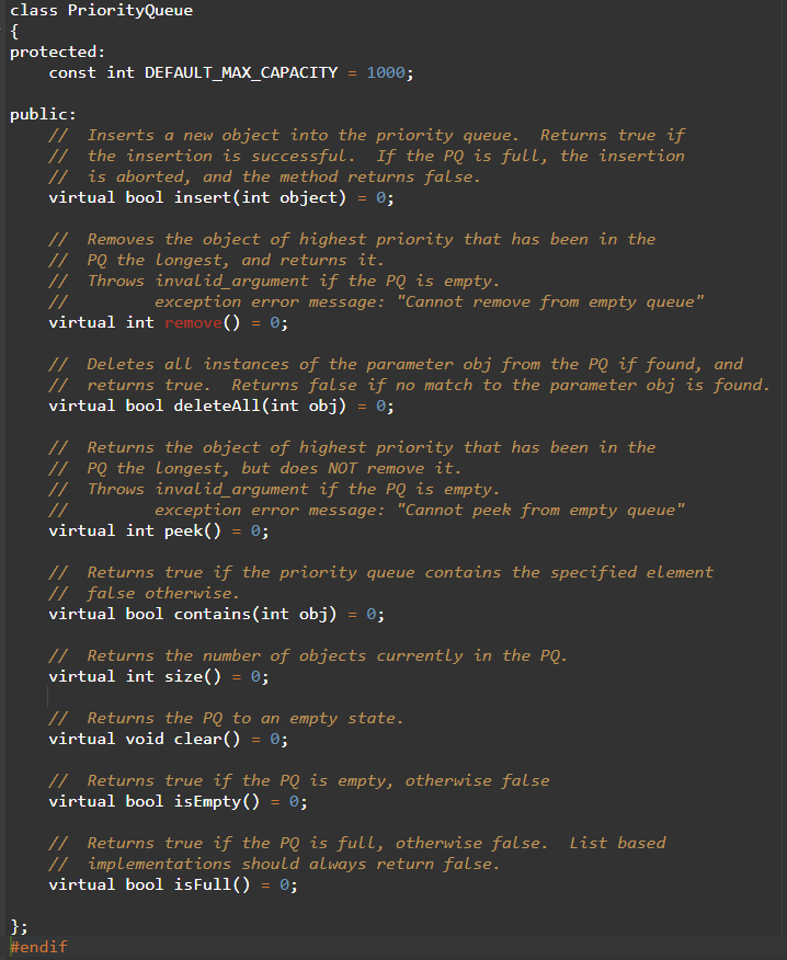 That is, no object of a given priority is ever removed as