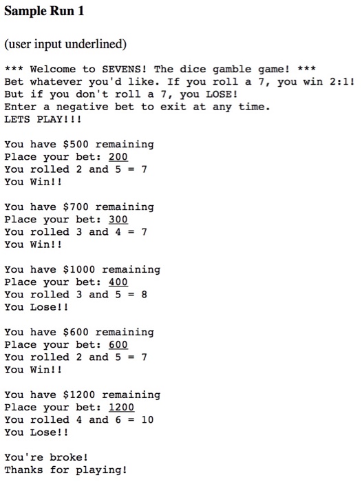 5 welcome lines you see in the sample runs. This is all