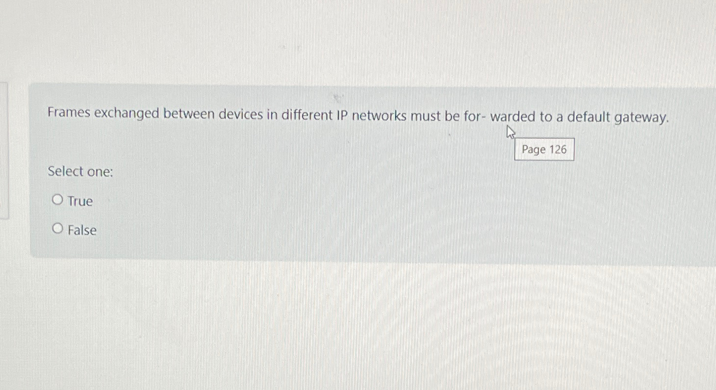  Frames exchanged between devices in different IP networks must be for-