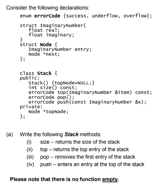 C++, please explain Consider the following declarations: enum errorCode {success, underflow,