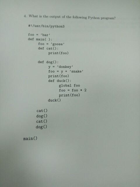  4. What is the output of the following Python program? #1