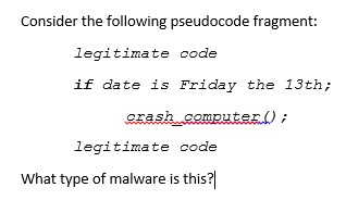  Consider the following pseudocode fragment legitimate code if date is Friday