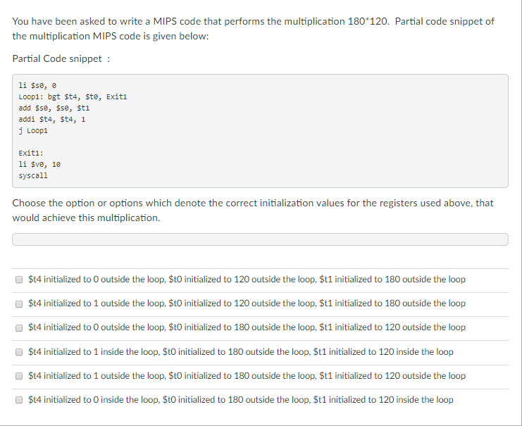 You have been asked to write a MIPS code that performs