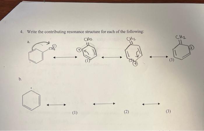  CH 4. Write the contributing resonance structure for each of the