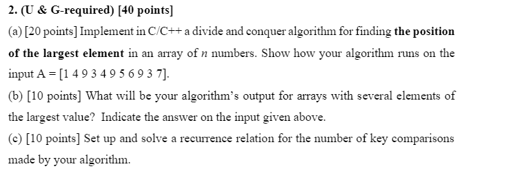  2. (U & G-required) [40 points] (a) [20 points] Implement in