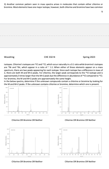 3) Another common pattern seen in mass spectra arises in molecules