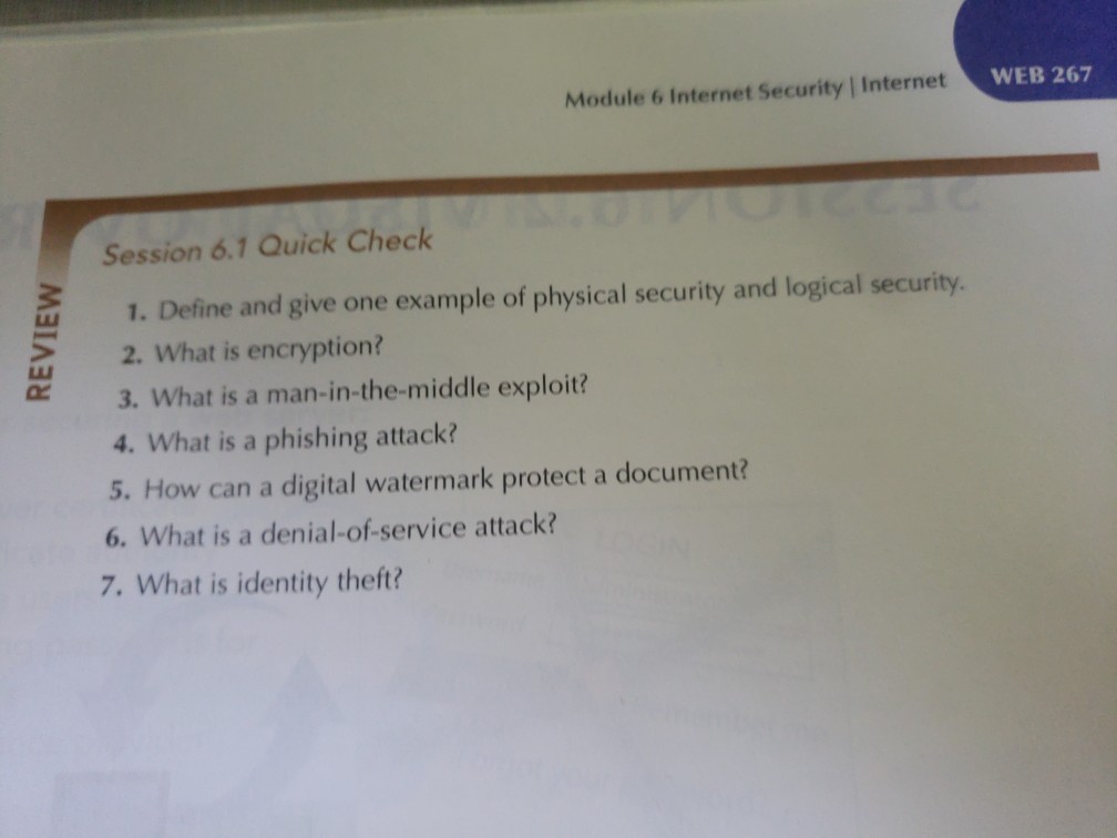  WEB 267 Module 6 Internet Security | Internet Session 6.1 Quick