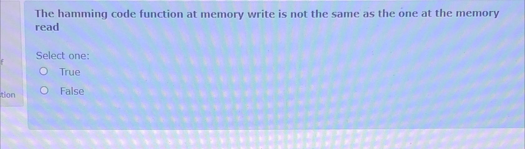  The hamming code function at memory write is not the same