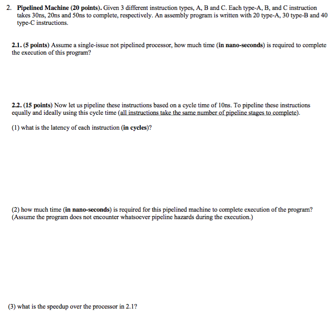  Given 3 different instruction types, A, B and C. Each type-A,