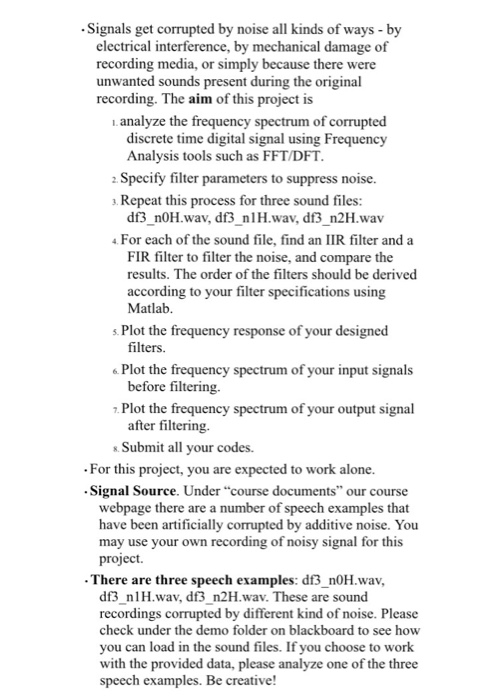  Compute this in MATLAB code Signals get corrupted by noise all
