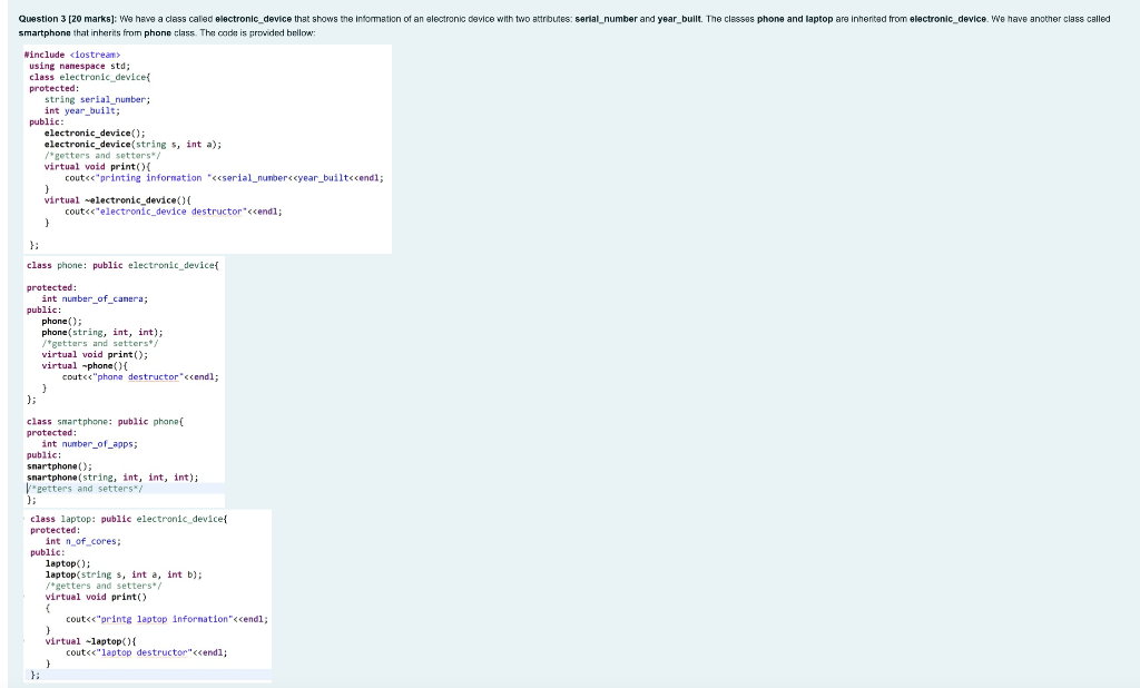  (, ); Question 3 [20 marks]: We have a class called