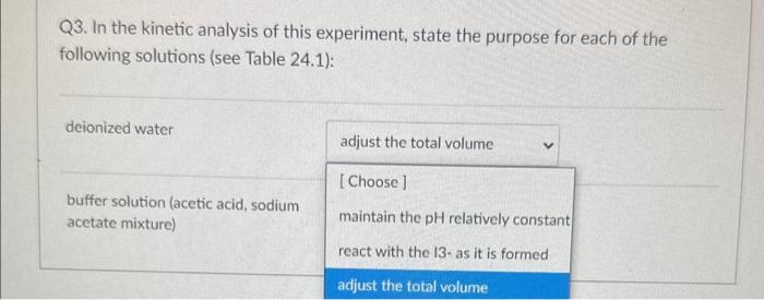state the purpose for each of the following solutions (see Table 24.1):