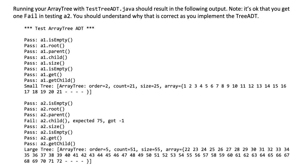 ADT, Run it with TestTreeADT.java to ensure it works. There is a