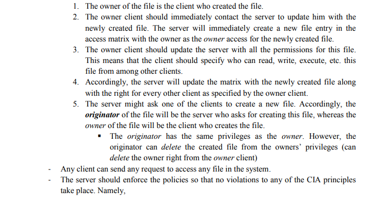 means confidentiality, Integrity, Availability Should be written in Java No need to