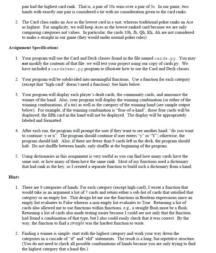 This assignment focuses on the design, implementation and testing of a Python