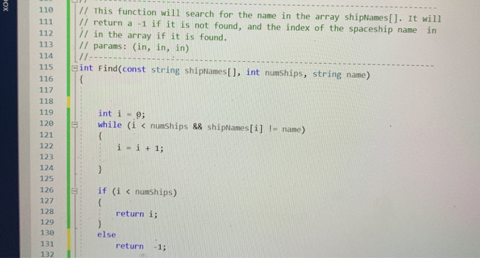  Working in c++, below I have a function that searches a