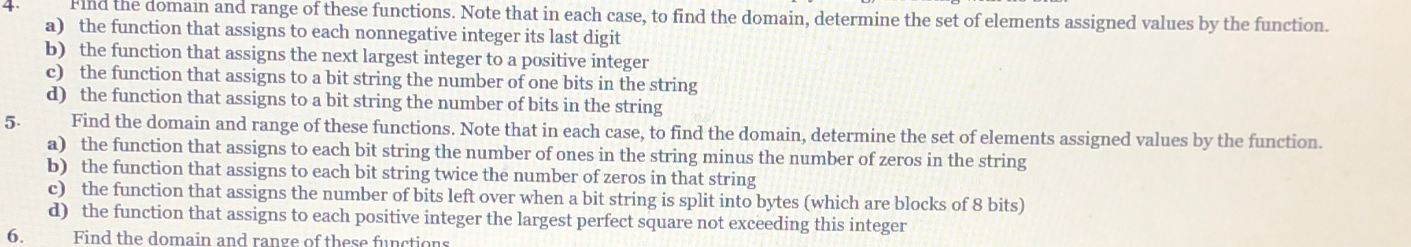  a) the function the and range of these functions. Note that