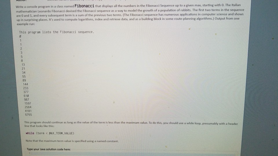 Java Write a console program in a class named i onacc