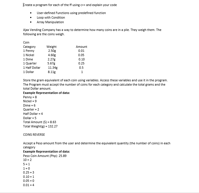  Create these program using c++ Kreate a program for each of