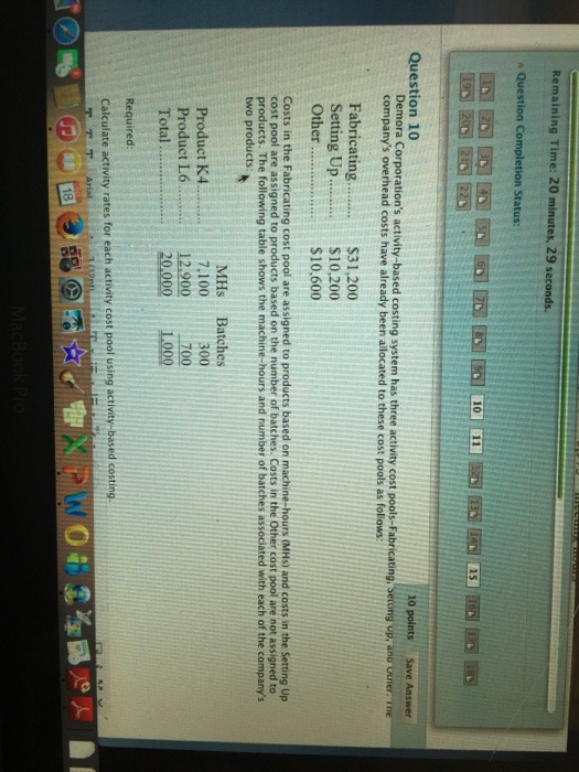  demora corporations activity based costing system has three activity cost pools,