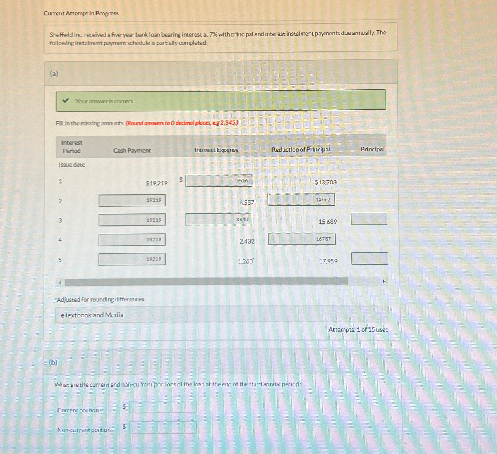  Current Attempt in Progress Sheffield Inc received a five-year bank loan