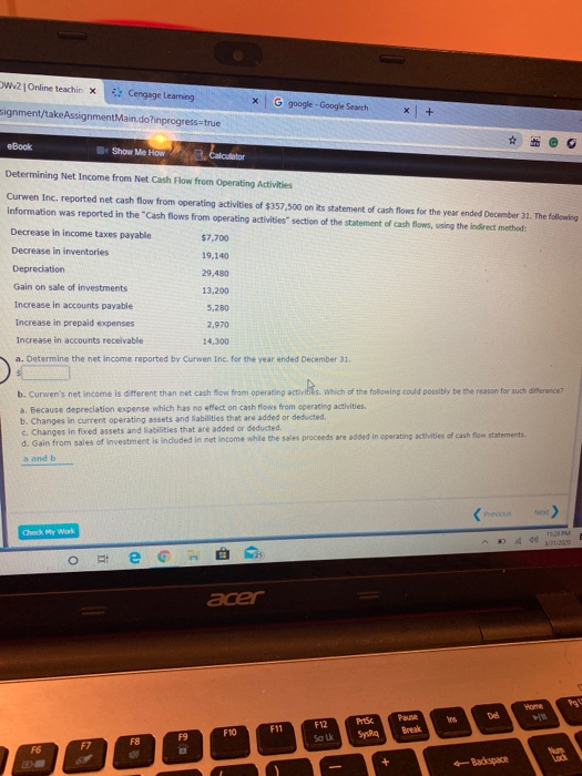  W2 Online teachin X Cengage Learning signment/take Assignment Main.doFinprogress=true G google