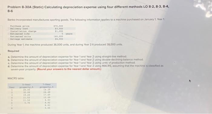 i could really use help with this question thank you Problem 8-30A