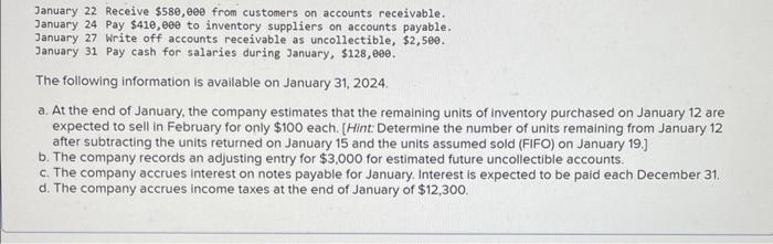 Complete the accounting cycle using inventory transactions (LO6-2, 6-3, 6-5, 6 .