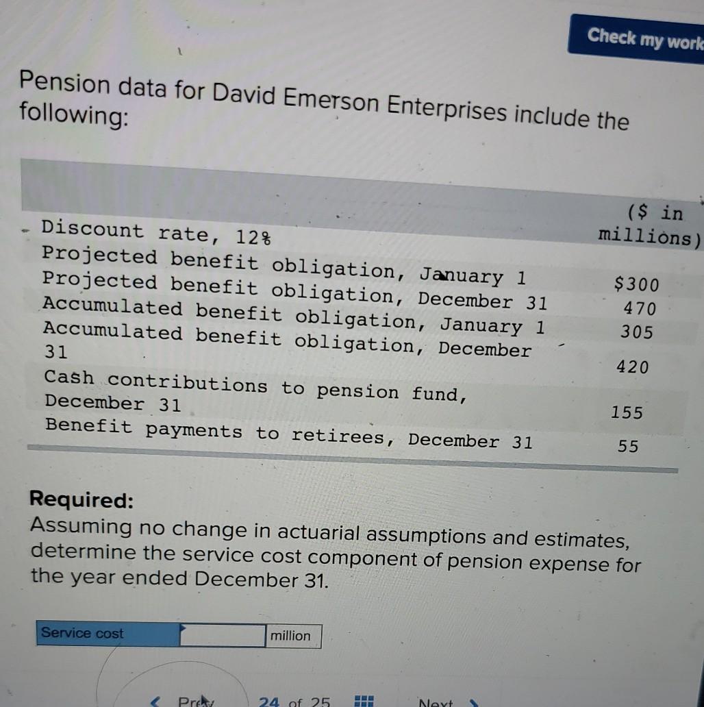 Check my work Pension data for David Emerson Enterprises include the