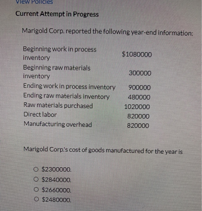  view Policies Current Attempt in Progress Marigold Corp. reported the following