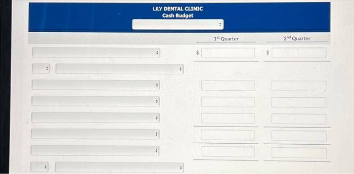 is currently preparing the master budget for the first 2 quarters of