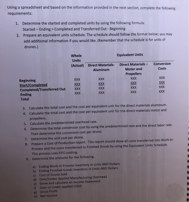help me out with parts 5-9 please Using a spreadsheet and based