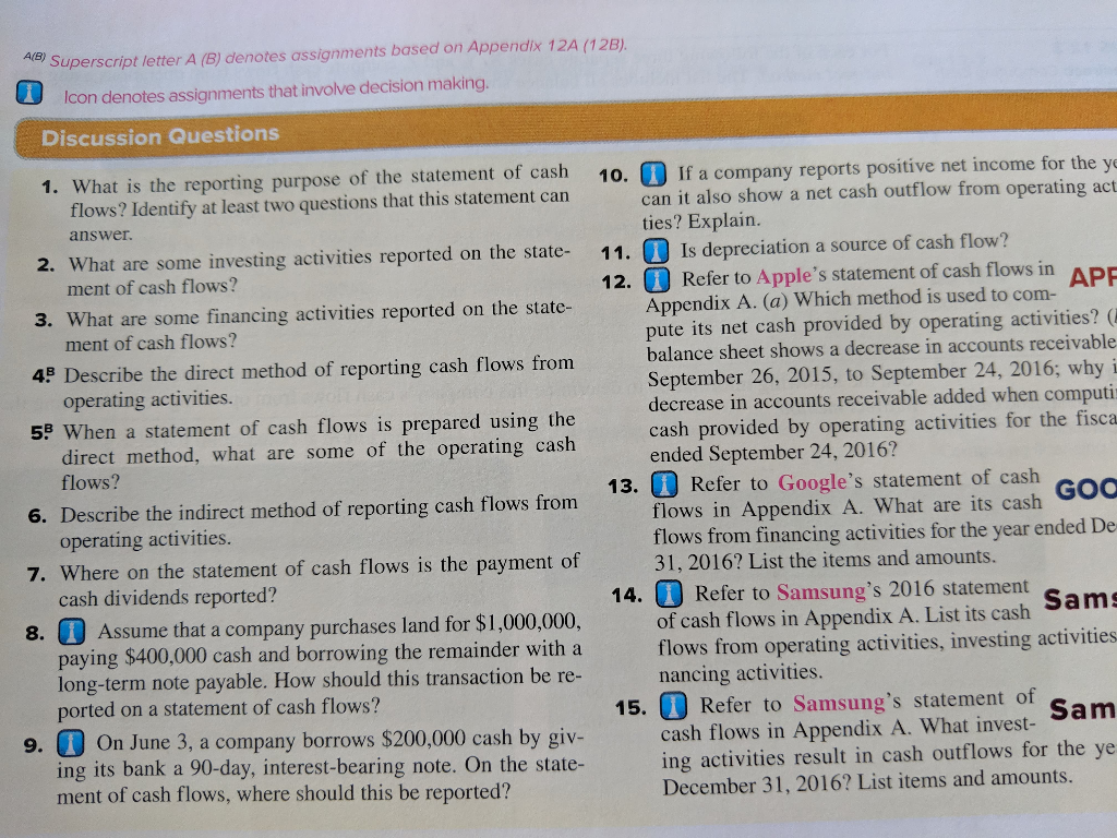  A(B) Superscript letter A (B) denotes assignments based on Appendix 12A