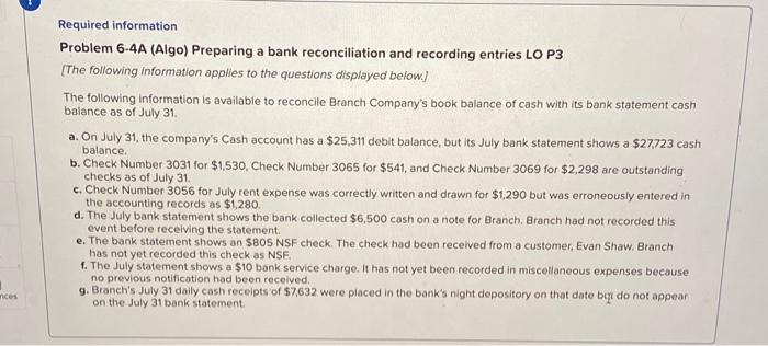 please please please help! thanks! (i always rate!) Required information Problem 6-4A