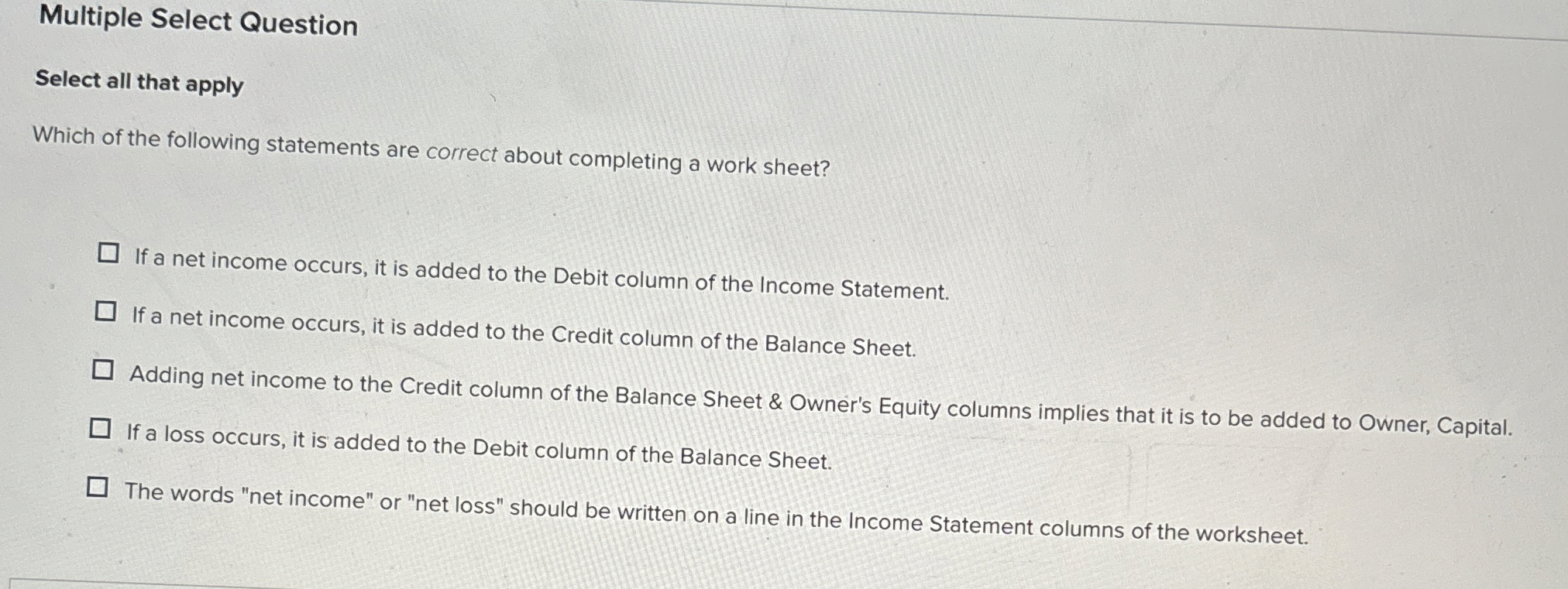  Multiple Select Question Select all that apply Which of the following