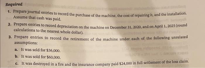 Disposal of PPE LO1, 2, 3, 5 CHECK FIGURES: 2. Dec. 31,