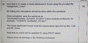  (a) Your task is to creale a visual dashboard in Exoel