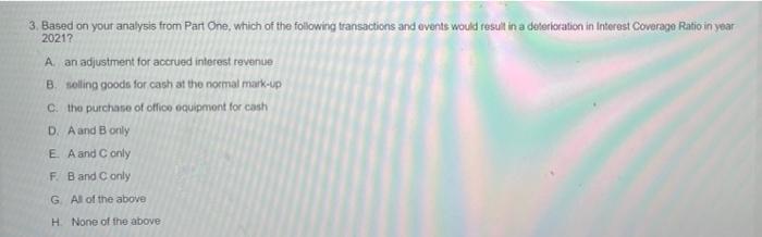  2021? 3. Based on your analysis from Part One, which of