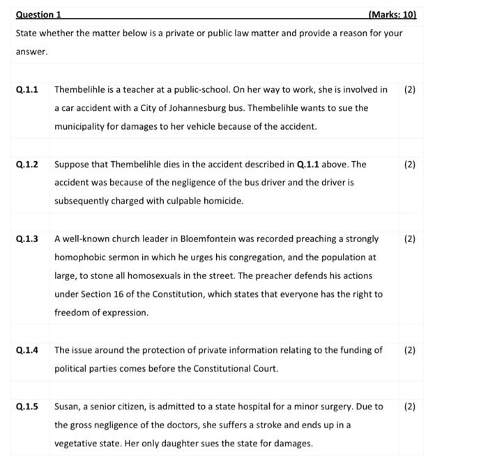  State whether the matter below is a private or public law