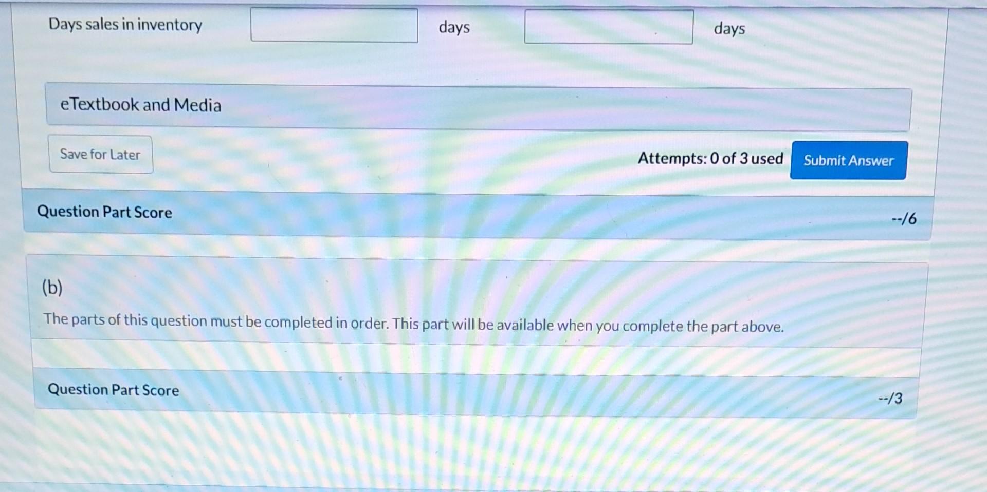 and inventory tumover to 1 decimal place eg. 6.2. Round collection period