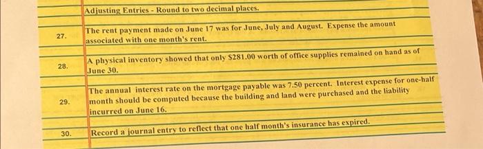 please help me put these transactions into a general journal. Adjusting Entries