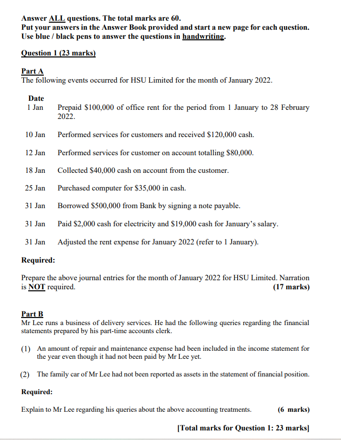  Answer ALL questions. The total marks are 60. Put your answers