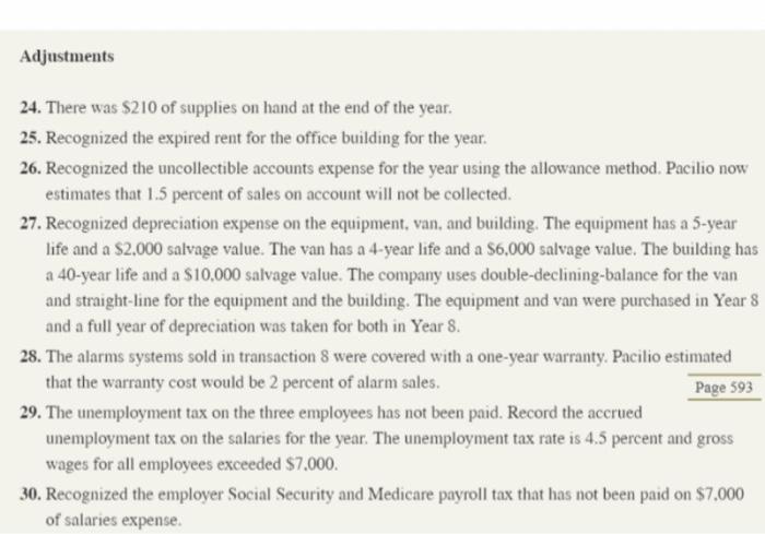 flows. During Year 10, Pacilio Security Services experienced the following transactions: Page